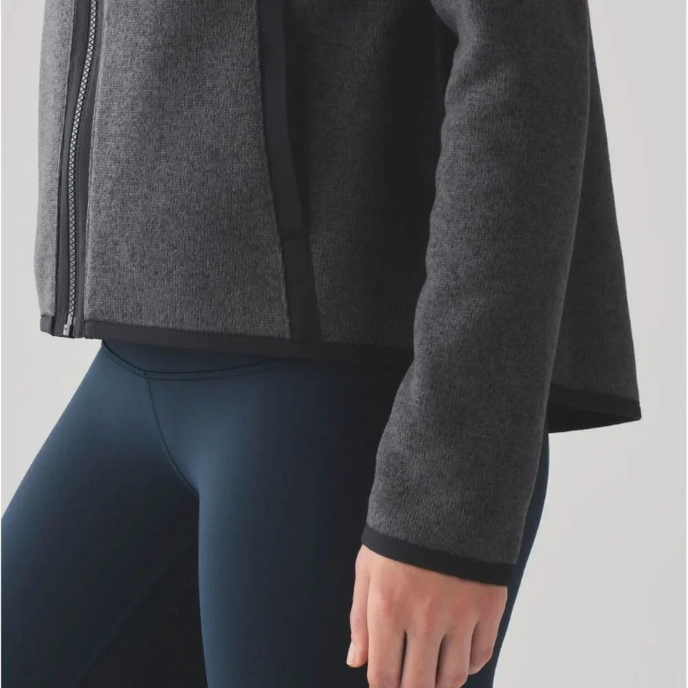 Lululemon Its Fleecing Cold Zip Up Heathered Black/Black 6 - Picture 7 of 16